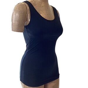 ZYLIOO Built-in-Bra Tank Top Sz M (C/D Cup) Black Scoop Neck #323D